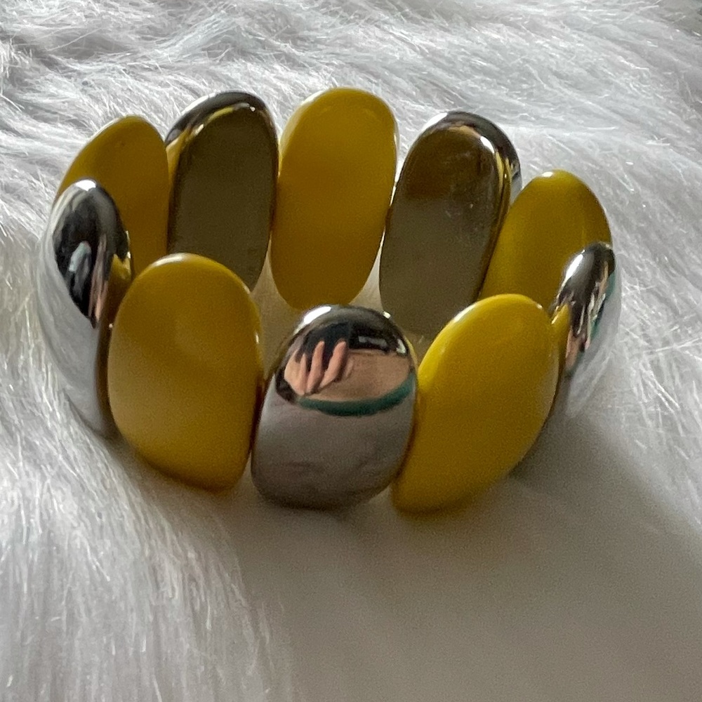 Yellow and Silver Stretch Bracelet